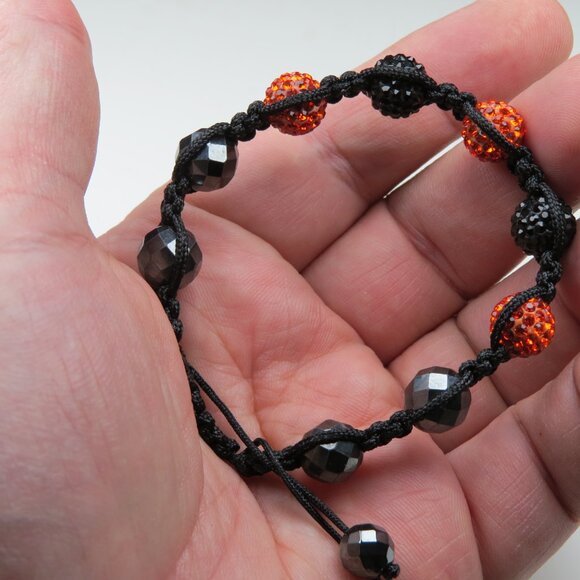 $300 Pink 10mm Crystal Beads Hematite Bracelet Hand Made 7 to 9" adjustable - Picture 2 of 4